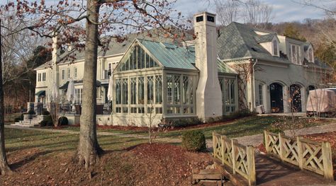 Gabled+Conservatory+with+a+Fireplace Conservatory With Fireplace, Conservatory Addition, Conservatory Home, Conservatory Design, Types Of Architecture, Glass Building, Hip Roof, Home Addition, Sunrooms