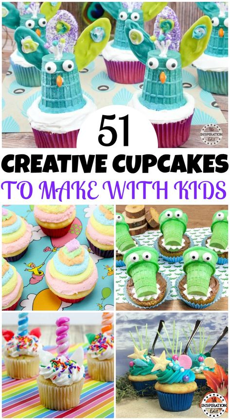 50 Creative Cupcake Ideas To Make With Kids · The Inspiration Edit Creative Cupcake Ideas, Kids Birthday Cupcakes, Kids Cooking Party, Cupcakes Design, Funfetti Cupcakes, Summer Cupcakes, Novelty Birthday Cakes, Cupcakes For Boys, Kid Cupcakes