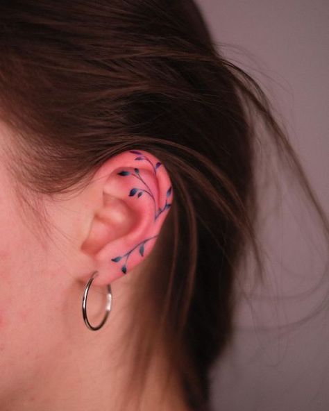 Tattoo uploaded by Valeria Puhach • 1678973 • Tattoodo Feminine Ear Tattoos, Vine Ear Tattoo, Side Ear Tattoo, Cartilage Tattoo, Inside Ear Tattoos, Druid Tattoo, Inside Ear, Vine Tattoo, Vine Tattoos