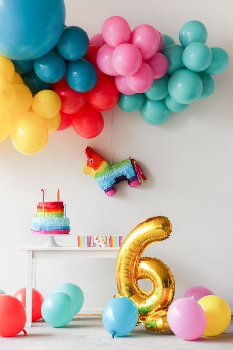 Color Party Theme, Bright Color Party, Pastel Party Decorations, Kids Gardening Party, Sprinkles Birthday Party, Balloon Colors, Pokémon Party, Foil Number Balloons, Its A Boy Balloons