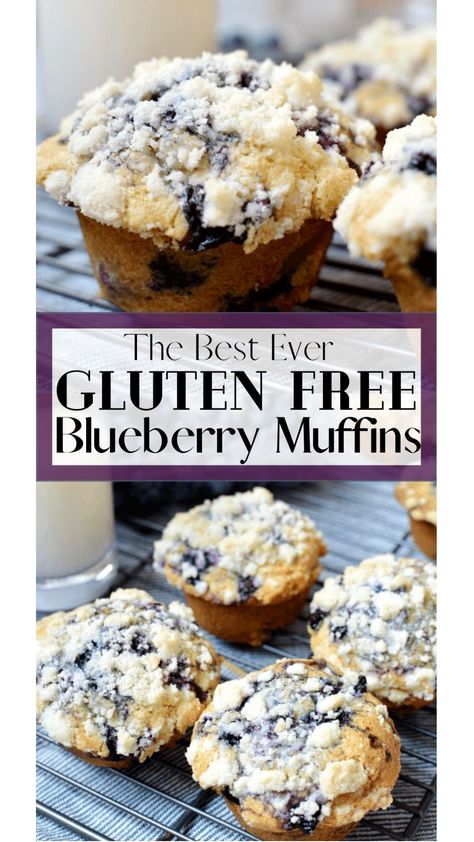 These gluten free blueberry muffins are the best! These homemade blueberry muffins are packed with blueberries and have a delicious crumb topping. #blueberries #muffins #glutenfree #glutenfreebaking Gluten Free Blueberry Muffins, Muffin Tops, Best Gluten Free, Gluten Free Sweet, Gluten Free Recipes For Dinner, Gluten Free Sweets, Gluten Free Muffins, Gluten Free Dairy Free Recipes, Gluten Free Eating