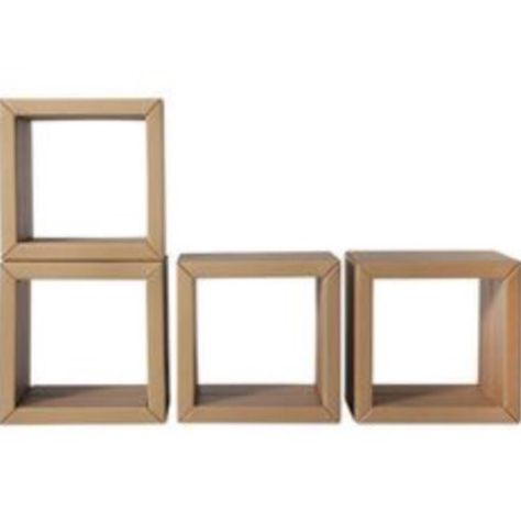 If you want to buy these, they cost 120 USD for four (Kartongroup). Too expensive, I thougt, so I made them myself. Cardboard Bookshelf, Cardboard Shelves, Cardboard Storage, Diy Organizer, Cardboard Toys, Hexagon Shelves, Cardboard Display, Expensive Furniture, Box Shelves