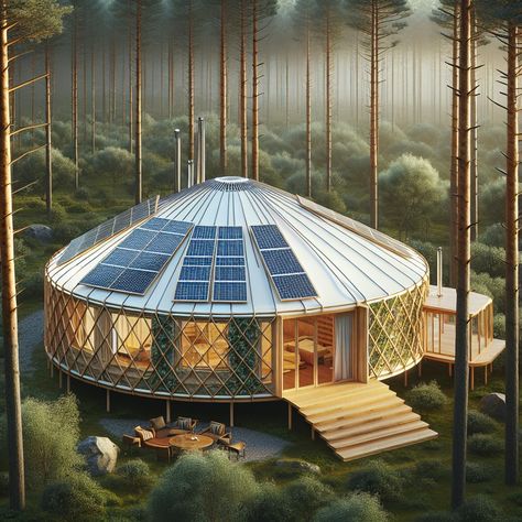 20 Modern Yurt Design Ideas for a Unique Living Experience Yurt Deck Ideas, Wood Yurt Home, Yurt Porch, Yurt Layout Floor Plans, Yurts Floor Plans, Yurt Interior Design, Yurt Architecture, Yurt Loft, Modern Yurt