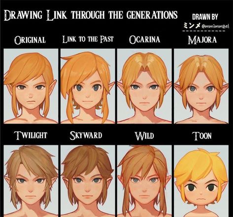 Zelda Hair, Anime Haircut, Ocarina Of Times, Hair Drawing, Link Zelda, Wind Waker, Link Design, Zelda Art, Ocarina Of Time