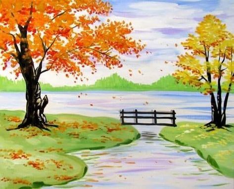 Pictures To Draw On Canvas, Quick Acrylic Painting, Simple Acrylic Painting Ideas, Acrylic Painting Simple, Acrylic Canvas Painting Ideas, Normal Painting, Oil Pastels On Canvas, Landscape Art Lessons, Pastels On Canvas