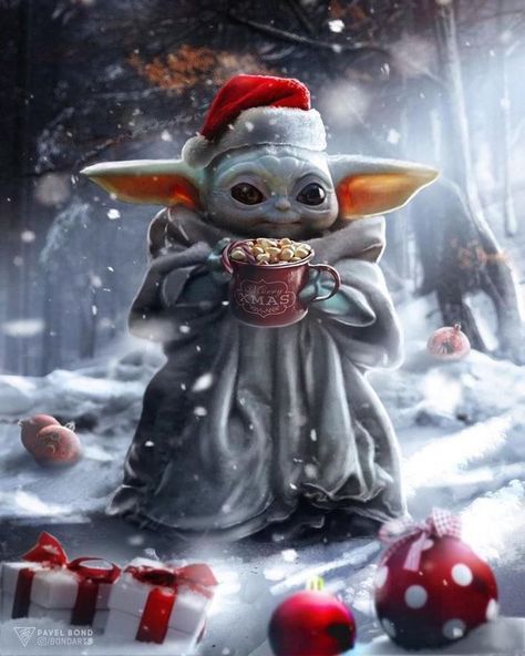 Cup of Holiday Cheer with Grogu | Baby Yoda Yoda Pictures, Baby Yoda Christmas, Christmas Wallpaper Iphone, Yoda Christmas, Yoda Art, Yoda Images, Yoda Meme, Star Wars Meme, Yoda Wallpaper