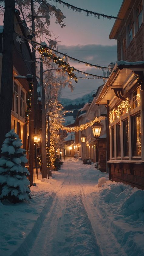 Explore the enchanting Christmas town aesthetic featuring cozy snowy nights old town charm and vintage white decor Dive into the festive H a l l m a r k of the season with a drawing of snowy landscapes wall paper laptop backgrounds and small snow-covered streets Get lost in the magic of the season with a hint of darkness and a touch of vintage elegance Perfect for those seeking a cozy and nostalgic holiday vibe English Village Christmas, Snowy Small Town, Cozy Nostalgic Christmas, Snowy Village Aesthetic, Snow Nostalgic, Snowy Town Aesthetic, Snowy City Aesthetic, Small Town Christmas Aesthetic, Christmas Night Aesthetic