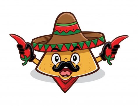 Nachos Logo Design, Mexican Food Cartoon, Nachos Cartoon, Nachos Drawing, Cartoon Mexican, Mexican Nachos, Illustration Stickers, Mexican Corn, S Logo Design