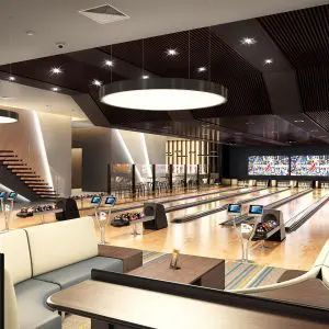 Bowling Alley Ideas, Home Bowling Alley, Outdoor Bowling, Bowling Design, Bowling Center, Small Gym, Game Zone, Bowling Alley, Arcade Game