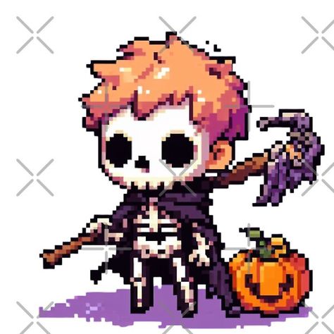 Cute pixel art skeleton for halloween #halloween #redbubble #games #rpg #pixelart #skeleton Pixel Skeleton, Skeleton Pixel Art, Pixel Art Halloween, Skeleton For Halloween, Cute Pixel Art, Art Skeleton, Halloween Sticker, Art Halloween, Halloween Skeleton