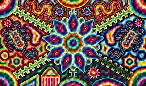 Huichol Wallpaper Otomi Art, Huichol Pattern, Art Vampire, Mexican Wall Art, Mexican Wall, Yarn Painting, Huichol Art, Mexican Designs, Southwest Art