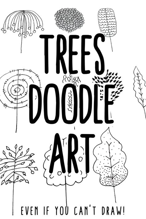 Draw Trees Simple, Doodle Art Nature, Tree Doodle Simple, Draw Tree Easy, Designs To Draw Patterns Easy, Doodle Trees, Tree Sketches Simple, Tree Doodles, Simple Art Projects For Adults