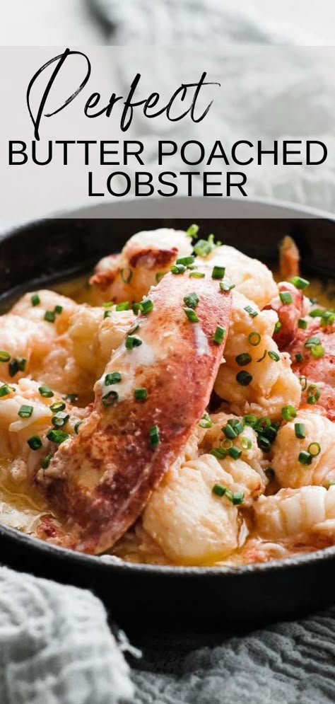 Butter Poached Lobster Tail, Butter Lobster, Lobster Recipe, Butter Poached Lobster, Poached Lobster, Seafood Dinner Recipes, Seafood Dish Recipes, Lobster Dishes, Lobster Recipes Tail