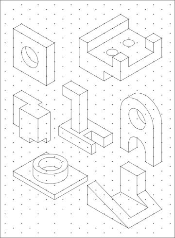 Chapter Drawing Projects | Isometric Drawing with AutoCAD 2020 | Peachpit Grid Printable, Isometric Sketch, Isometric Drawing Exercises, Drawing Grid, Grid Drawing, Grid Template, Interior Design Template, Web Trends, Isometric Drawing