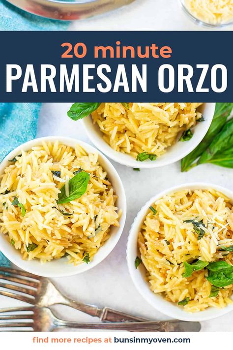 Orzo Recipes Side, Cheesy Orzo, Quick Side Dish, Parmesan Orzo, Orzo Recipe, Rice Side Dish Recipes, Sides Dishes, Favorite Pasta Recipes, Sunday Dinners