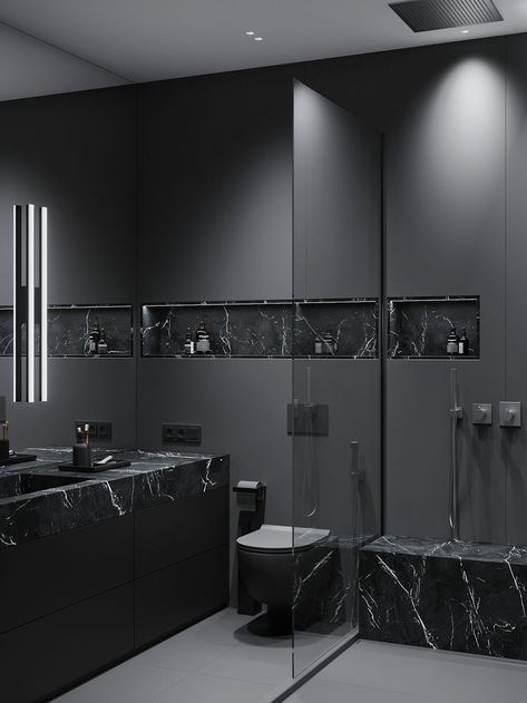 Bathroom Interior Design Modern Master Bath, Modern Bathroom Design Black, Small Bathroom Remodel Cost, Bathroom Interior Design Luxury, Bathroom Interior Design Modern, Bathroom Design Black, Bathroom Remodel Cost, Dark Bathrooms, Washroom Decor