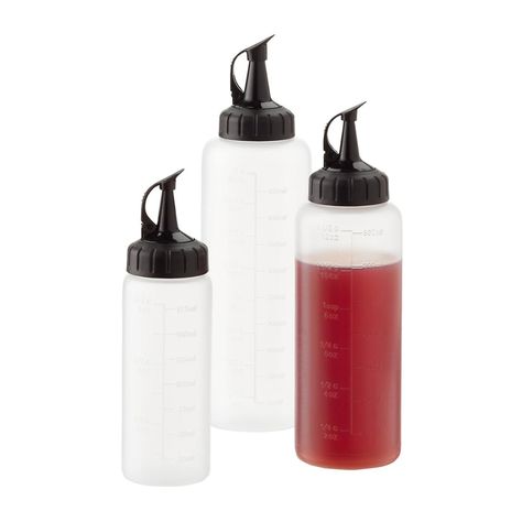 OXO Chef's Squeeze Bottles | The Container Store Drawer Pantry, Oxo Containers, Oil And Vinegar Dispensers, Pantry Fridge, Oil Container, Cook Book Stand, Chopping Board Set, Organizing Services, Kitchen Prep