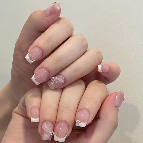 PRICES MAY VARY. 💖【Short press on nails】- Made of good acrylic ABS material, firm and not fragile or break or fade, more glossy, wouldn't hurt your nails, softness is similar to human nails. 💖【Short false nails Package】- 24pcs/12 sizes short nails, 1 nail file, 24pcs jelly glue. (Durability of jelly glue is not as good as liquid glue, but it makes fake nails reusable，Please use suitable glue according to different scenes). 💖【glue on nails short】 - Press ons easy to wear and unloading Instead Short Press On Nail Designs, Nails French Blue, Girly Acrylic, Nagel Tips, Nail Type, Nails French, Nail Forms, Press Ons, Nail Length