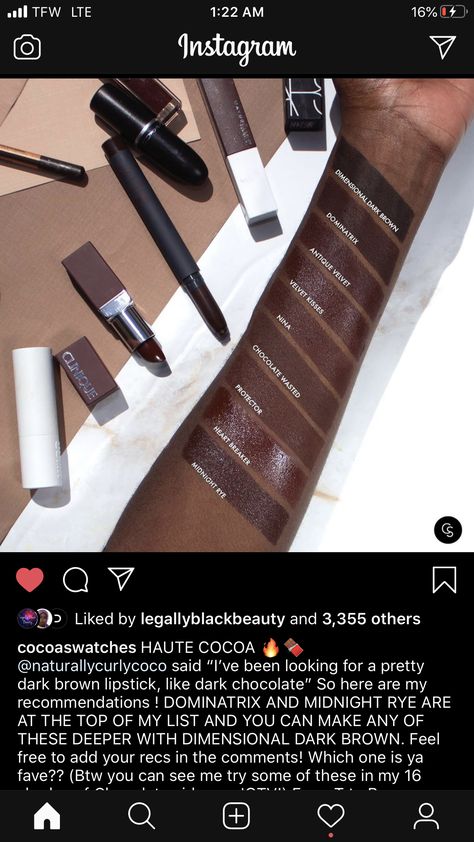 Brown Lip Products, Dark Brown Lip Liner, Dark Brown Lipstick, Chocolate Lipstick, Makeup Wishlist, Dark Lipstick, Brown Lipstick, Body Smells, Dark Look