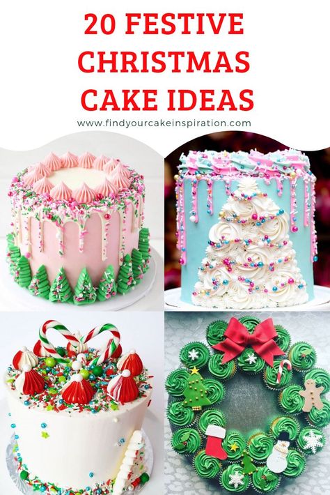 20 Festive Christmas Cakes Inspiration Christmas Cookies Ideas, Glazed Gingerbread, Christmas Cake Decorating Ideas, Christmas Cake Decorating, Christmas Cake Ideas, Christmas Birthday Cake, Christmas Themed Cake, Cakes Inspiration, Christmas Cake Designs