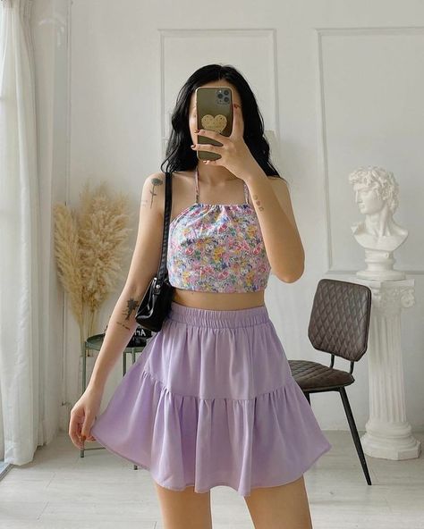 follow for more! @selinazzzi Purple Skirt Aesthetic, Lucy Hale Style Outfits, Summer Fashion Dresses Casual, Normal Style, Diy Summer Clothes, Skirt Aesthetic, Chic Dress Classy, Long Skirt Fashion, Aesthetic Dress