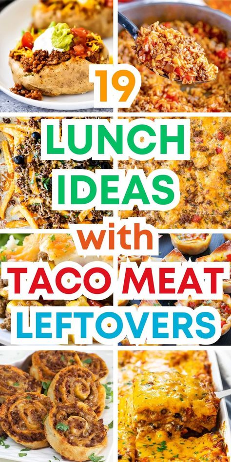 Lunch Ideas With Leftover Taco Meat Taco Meat Leftovers, Using Leftover Taco Meat, Leftover Taco Meat Recipes, Recipes With Rice, Leftover Taco Meat, Taco Meat Recipes, Lunch Options, Meat Recipes For Dinner, Family Lunch