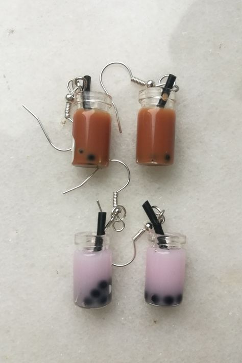 Power Jewelry, Shrinky Dink Earrings, Crazy Earrings, Boba Pearls, Bubble Tea Boba, Bubble Tea Shop, Woman Earrings, Boba Drink, Edgy Earrings