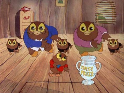 Owl Jolson (foreground) and his family dance in celebration of his first prize cup | I Love to Singa (1936) The Jazz Singer, Tex Avery, Best Cartoons Ever, Merrie Melodies, Demotivational Posters, Best Classic Cars, Good Cartoons, Old Cartoons, Classic Cartoons