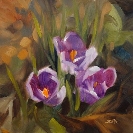 Purple Crocus - original oil painting by Elaine Juska Joseph - 6" x 6" #crocus #art #florals #flowers #spring #painting Crocus Painting Acrylic, Crocus Flower Painting, Crocus Painting, Book Paintings, Acryl Art, Purple Crocus, Pictures For Painting, Crocus Flower, Air Painting