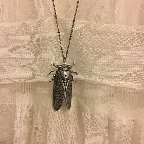 Sterling Plated Dark Silver Cicada Bug With Hidden Locket | Etsy Unique Silver Necklaces, Cicada Necklace, Unique Locket, Bug Jewelry, The Bug, Insect Jewelry, Dope Jewelry, Funky Jewelry, Jewelry Unique