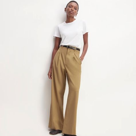 Everlane The Italian Wool Way-High® Drape Pant Stylish Pants Women, Drape Pants, Cropped Chinos, Paperbag Pants, Perfect Pant, White Halter Maxi Dress, Trouser Pants Women, Cropped Trousers, Brown Fashion