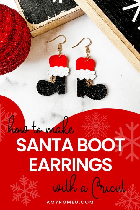 Faux Leather Cricut, Leather Cricut, Diy Christmas Earrings, Boot Earrings, Cricut Svgs, Cricut Christmas Ideas, Cricut Cuttlebug, Diy Leather Earrings, Earring Svg