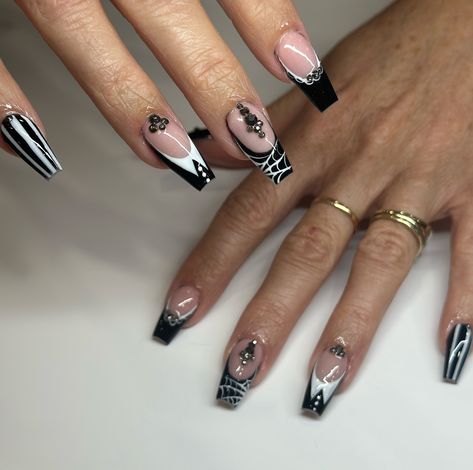 #halloweennails #wednesday #wednesdayadams #spookyseason #nailsesigns #nailart #nailinspo #nails #fashion #cute #viral Wednesday Addams Nail Designs, Addams Family Nails, Wednesday Addams Nails, Wednesday Nails, Nails Fashion, Wednesday Addams, Nails Ideas, Halloween Nails, Wearing Black