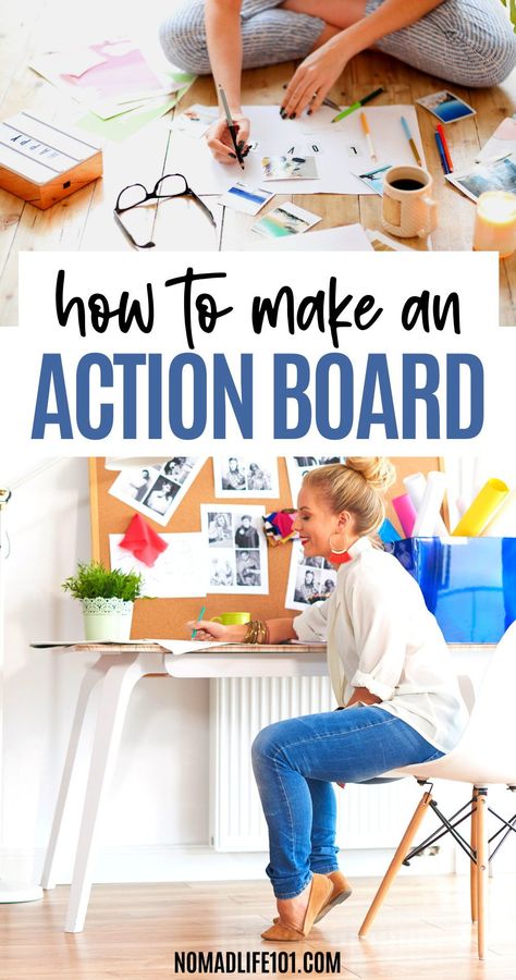 Wondering how to make an action board to reach your goals faster? Learn everything you need to know about action boards to get started. Our guide also features the main differences between a vision board and an action board. Ready to get started? Click the pin to learn more! To Do List Vision Board, Work Goal Board Ideas, To Do Board For Home, Tara Swart Vision Board, Action Board Examples, Dr Tara Swart Action Board, Action Board Ideas, Becoming Board, Dream Vision Board 2025