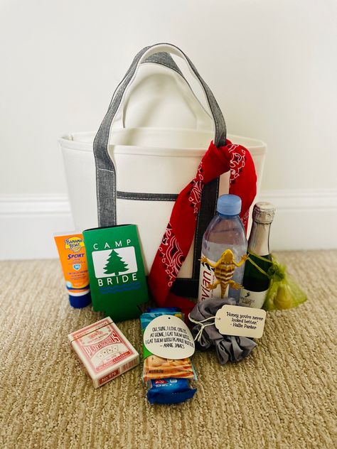 Camp Bachelorette Goodie Bags, Parent Trap Themed Bachelorette Party, Camp Bachelorette Gift Bags, Camp Goodie Bags, Camp Walden Bachelorette, Parent Trap Bachelorette Party, Parent Trap Party, Parent Trap Camp, Bachelorette Party Lake Weekend