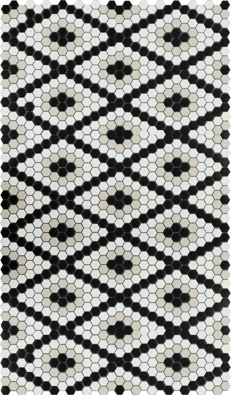 Statement Powder Room, Hexagon Tile Pattern, Entry Tile, Rhinestone Designs Pattern, Fox Den, Penny Tile, Ceramic Mosaic Tile, Ceramic Mosaic, Best Floor Tiles