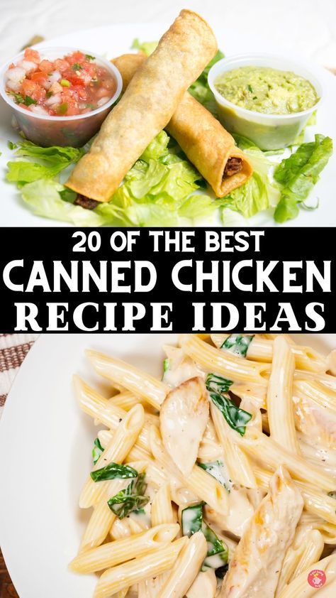 Explore these mouthwatering canned chicken recipes! 🍗🍲 Transform canned chicken into delectable dishes like enchiladas, salads, quesadillas, and stir-fry. Excite your taste buds and make mealtime fun again! 😍🥘 Your new favorite recipe is just a click away. #CannedChicken #QuickRecipes #TastyMeals Canned Chicken Recipes, Chicken Recipes Quick, Canes Chicken, Can Chicken Recipes, Quesadilla Recipes, Chicken Quesadillas, Recipes Quick, Recipe Roundup, Canned Chicken