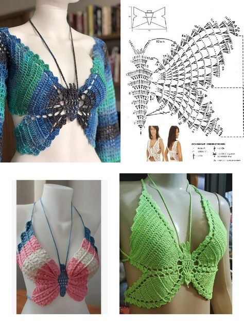 Crochet Clothes For Women, Crochet Bra, Mode Crochet, Crochet Clothing And Accessories, Crochet Design Pattern, Crochet Diy, Crochet Stitches For Beginners, Crochet Fashion Patterns, Diy Sewing Clothes