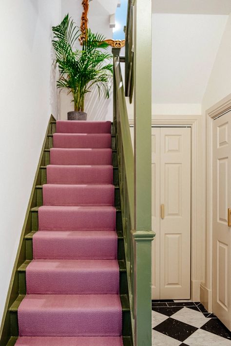 Bright Staircase, Terrace Stairs, Hampstead House, Stairs Colours, Hallway Designs, Hal Decor, Up House, Greater London, Barbie Dream House