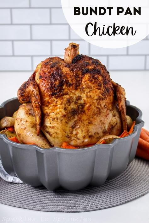 Rotisserie Chicken In Oven, Bundt Pan Chicken, Whole Chicken In Oven, Whole Chicken Recipes Oven, Baked Whole Chicken Recipes, Cooking A Whole Chicken, Oven Roasted Whole Chicken, Roasting Chicken, Whole Baked Chicken