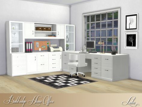 A modular type office , the desk, desk extension, table, and the shelving can all be used in multiple ways  Found in TSR Category 'Sims 4 Downloads' Sims 4 Sets, Gaming Setup Bedroom, Living Room Sims 4, Die Sims 4, Bookshelves In Bedroom, Modular Desk, Mod Furniture, The Sims 4 Pc, Casas The Sims 4