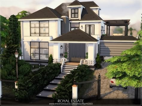 Sims 4 Cc Lots Mansion, Sims 4 40x30 House, Royal Estate, Sims 4 Modern House, Sims 4 Houses Layout, Lotes The Sims 4, The Sims 4 Lots, Patio Installation, Sims 4 Family