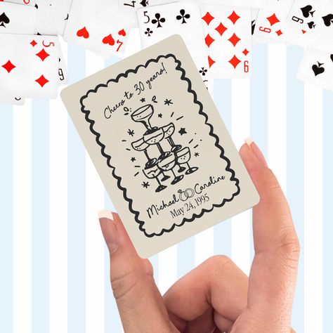 Custom Anniversary Playing Cards - Gift for Couple - Unique Party Invitation - Personalized Card Deck for Celebrating - Keepsake Party Favor by FloTeeFlamingoGifts on Etsy Personalized Card Deck, Keepsake Invitation, Invite Friends, Card Deck, Personalized Anniversary, Personalized Card, Memorable Gifts, Deck Of Cards, Clear Plastic