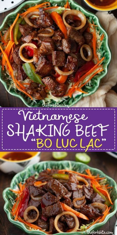 Bo Loc Lac Recipe, Luc Lac Beef, Vietnamese Shaking Beef, Beef Loc Lac, Shaking Beef Recipe, Shaking Beef Vietnamese, Com Bo Luc Lac Recipe, Bo Luc Lac Recipe, Vietnamese Meals