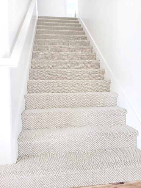 #whitelanedecor @whitelanedecor Stanton Carpet Bravo carpet in Khaki, chevron carpet, herringbone carpet ideas, neutral carpet, carpet for stairs, stair runner ideas, modern carpet, pattern carpet Stairway Carpet, Carpet Staircase, Stanton Carpet, Basement Carpet, Neutral Carpet, Basement Stairs, Chevron Carpet, White Carpet, Carpet Styles