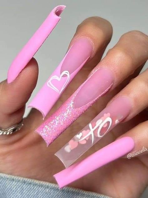 Pink Nail Tips French, Ongles Bling Bling, Nails French Tip, Glitter French Tips, Nails Valentines, February Nails, Beige Nails, Tip Nails, Nails French