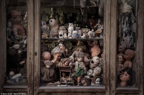 Creepy: Hundreds of disembodied dolls and decapitated heads are piled up on the shelves of the shop, where they are given a new lease of life Doll Hospital, Creepy Cute Aesthetic, Doll Museum, Little Shop Of Horrors, Hand Made Greeting Cards, Antique Images, Doll Display, Unique Greeting Cards, Making Greeting Cards