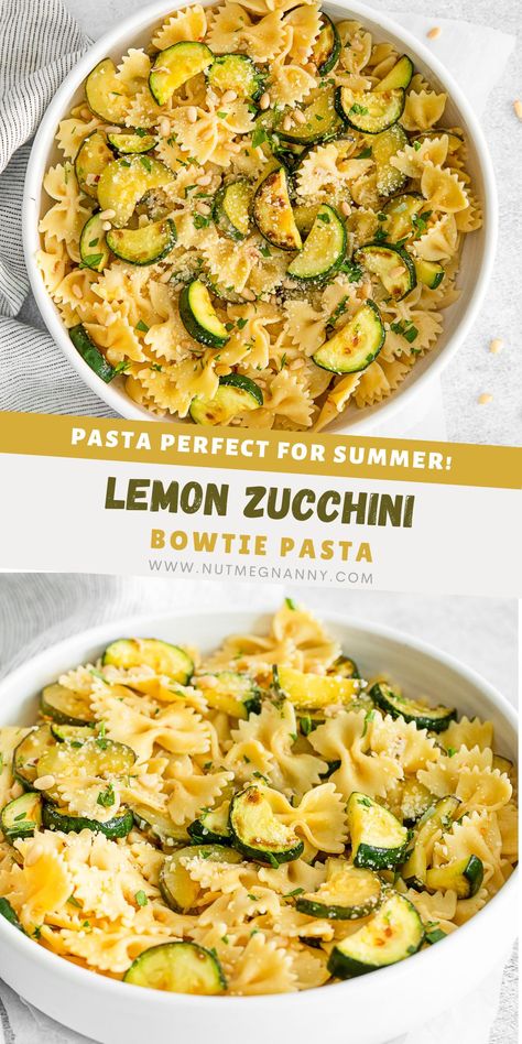 Noodles And Zucchini Recipes, Zucchini Lemon Alfredo, Courgette Lemon Pasta, Pasta Zucchini Recipes, Squash And Zucchini Pasta, Lemon Bowtie Pasta, Zucchini And Pasta Recipes, Pasta Salad Zucchini, Noodle Lunch Ideas