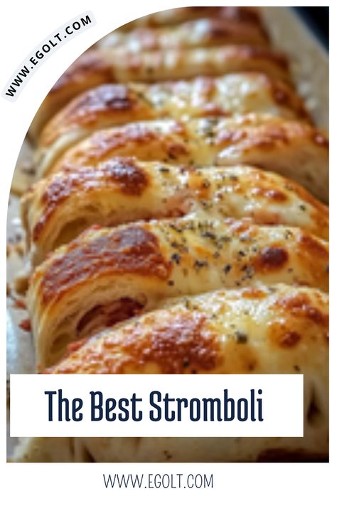 Discover how to make the ultimate Italian Stromboli that will wow your family and friends! This easy recipe features a golden-brown crust filled with gooey mozzarella, savory salami, and colorful bell peppers. Perfect for parties or cozy dinners, you can customize the fillings to suit your taste preferences. Stromboli Flavors, Make Ahead Stromboli, Stromboli With Frozen Bread Dough, Stromboli Recipe With Pizza Dough, Dough For Stromboli, Stromboli Recipe With Frozen Bread Dough, Stromboli Recipe Easy Pillsbury, Stromboli Filling Ideas, Veggie Stromboli Recipe