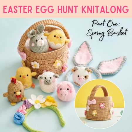 Easter Knitting, Spring Basket, Festival Headband, Knitted Teddy Bear, Basketweave Stitch, Easter Basket Tags, Barnyard Animals, Pattern Collection, Bulky Yarn